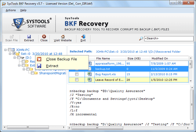 Click to view Repair BKF File Software 5.7 screenshot