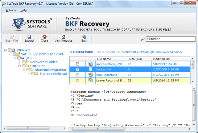 Click to view Repair .BKF Files 5.9 screenshot