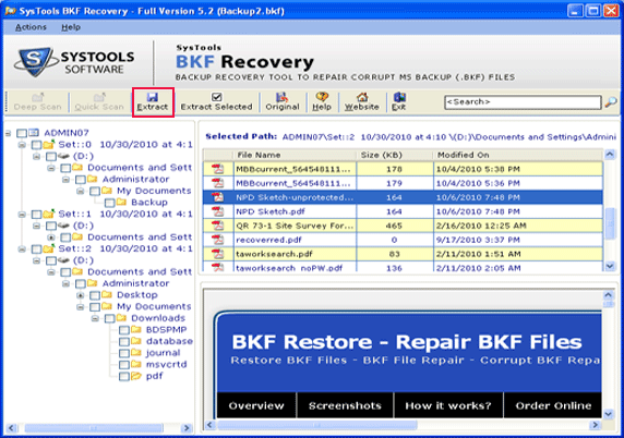 Backup exec BKF Datei Recovery 5.4